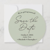 Invitation Sage vert minimum mariage Enregistrer la date (Devant)