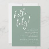 Invitation Sage Vert Moderne Boho Bienvenue Bébé Shower (Devant)