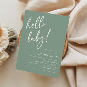 Invitation Sage Vert Moderne Boho Bienvenue Bébé Shower