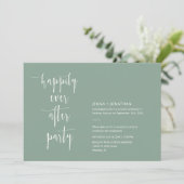 Invitation Sage Vert Moderne Heureusement Jamais Après QR Cod (Debout devant)