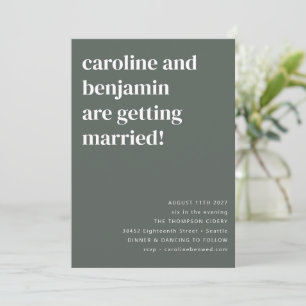 Invitation Sage Vert moderne minimaliste tout en un Mariage