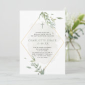 Invitation Sage Vert & Or Aquarelle Baptême de remplissage (Debout devant)