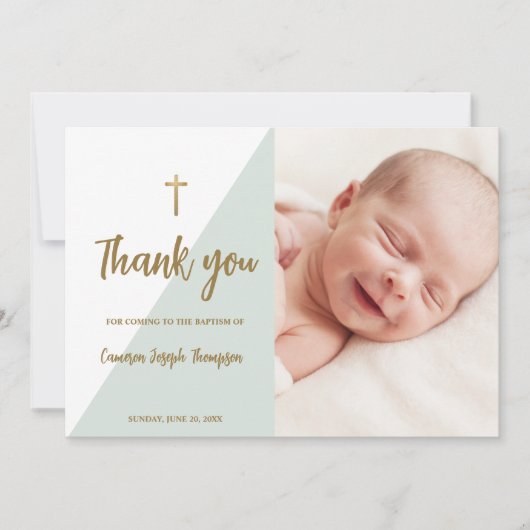 Invitation Sage vert or Custom Modern Baby Baptism (Devant)