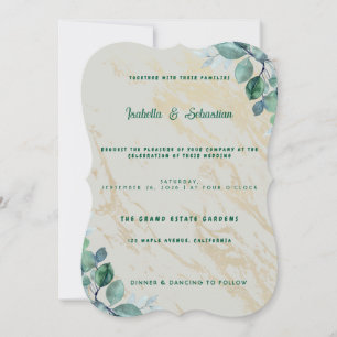 Invitation Sage Vert Or Marbre Grand Domaine Jardins Mariage