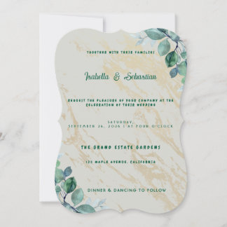 Invitation Sage Vert Or Marbre Grand Domaine Jardins Mariage