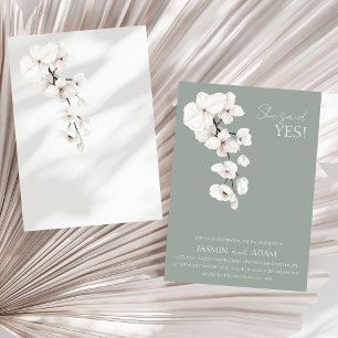Invitation Sage Vert Orchidée Blanche Elle a Dit Oui Fiançail