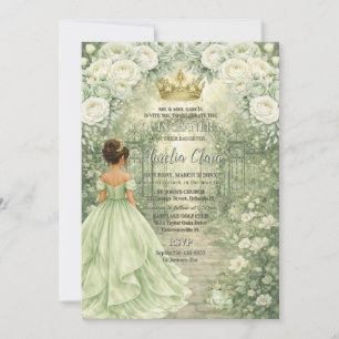 Invitation Sage Vert Princesse & Grenouille Conte de Fées Qui