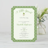 Invitation Sage Vert Quatrefeuille Petite Pousse Baby Shower (Debout devant)