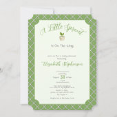 Invitation Sage Vert Quatrefeuille Petite Pousse Baby Shower (Devant)