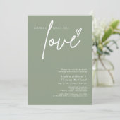 Invitation Sage Vert Rien De Fancy Just Love Mariage (Debout devant)