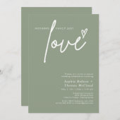 Invitation Sage Vert Rien De Fancy Just Love Mariage (Devant / Derrière)