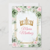 Invitation Sage Vert & Rose Floral Mis Quince 16e anniversair (Dos)