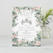 Invitation Sage Vert rose Floral Tiara Crown Silver Sweet 16 (Debout devant)