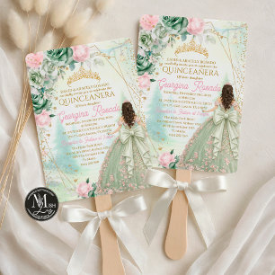 Invitation Sage Vert Rose Pâle Fantastique Quinceañera de la