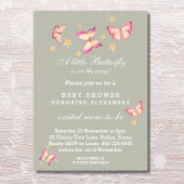 Invitation Sage Vert rose Pêche Papillon Bébé Fille Douche I