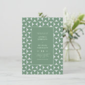 Invitation Sage Vert Sage Géométrique Mid Century Mariage (Debout devant)