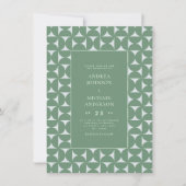 Invitation Sage Vert Sage Géométrique Mid Century Mariage (Devant)