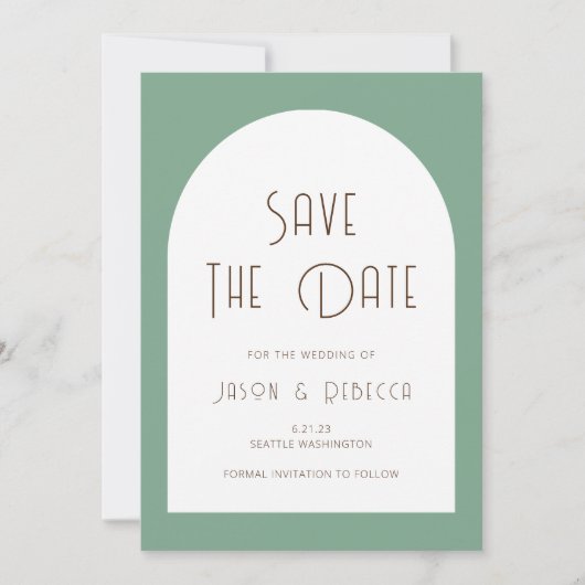 Invitation Sage Vert Simple Minimal Enregistrer Le Mariage Da (Devant)