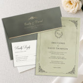 Invitation Sage Vert Velvet Texture minimaliste Mariage