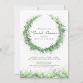 Invitation Sage vert verdure aquarelle herbe nuptiale douche (Devant)