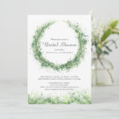 Invitation Sage vert verdure aquarelle herbe nuptiale douche (Debout devant)