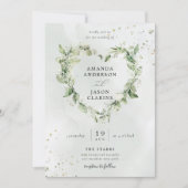 Invitation Sage Vert verdure Blanc Floral Mariage (Devant)
