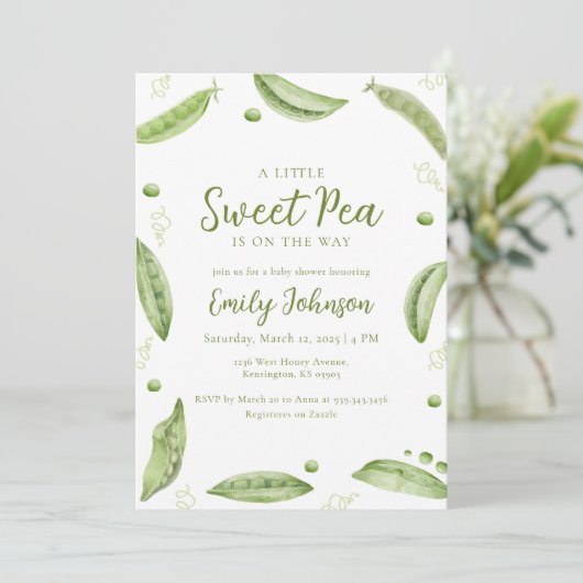 Invitation Sage Vert Vert Vert Vert Vert Pois Doux Dans Baby  (Debout devant)