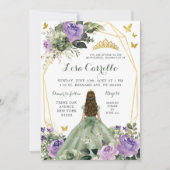 Invitation Sage Vert Violet Lilac Princesse Quinceañera (Devant)