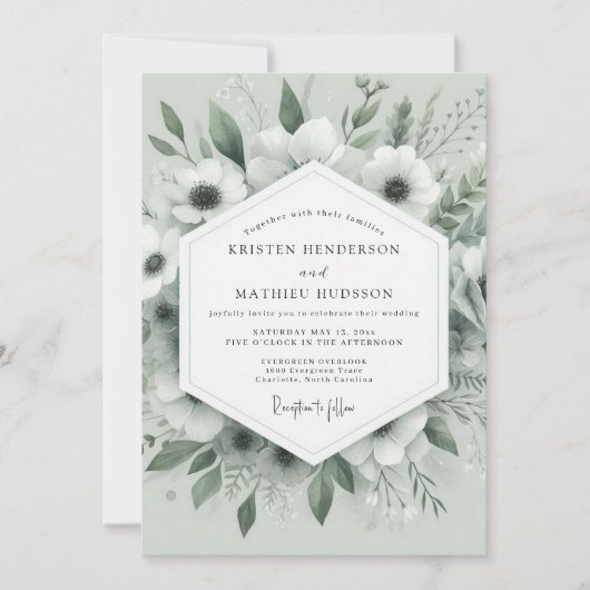 Invitation Sage Whispering Anemone Wedding (Devant)