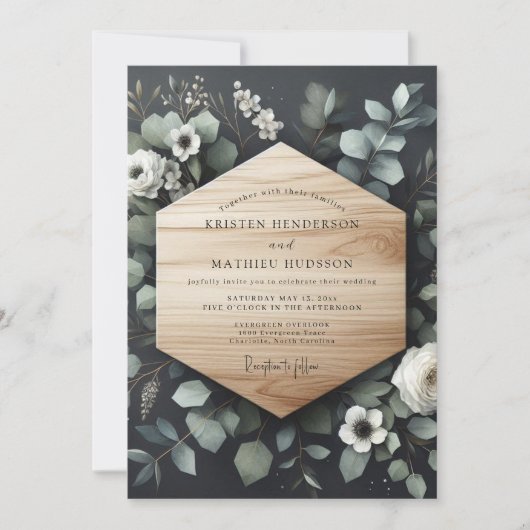 Invitation Sage Woodland Bloom Wedding (Devant)