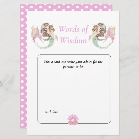 Invitation Sagesse de la Sirène Baby Shower Bébé Brun Sous l' (Devant / Derrière)