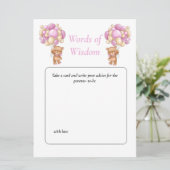 Invitation Sagesse de Teddy pour Baby Shower Rose points de p (Debout devant)