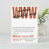 Invitation Sagesse personnalisée, rides, vin drôle anniversai (Debout devant)