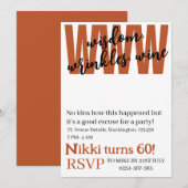 Invitation Sagesse personnalisée, rides, vin drôle anniversai (Devant / Derrière)