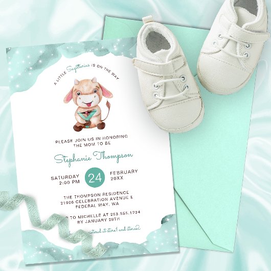 Invitation Sagittaire céleste Astrologie Baby shower des sign