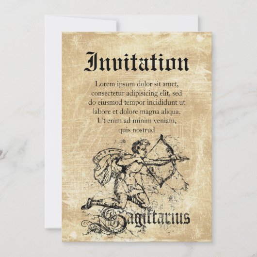 Invitation Sagittaire zodiaque vintage (Devant)