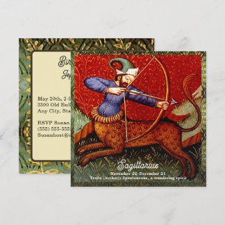 Invitation Sagittarius Horoscope Zodiac Art médiéval Annivers