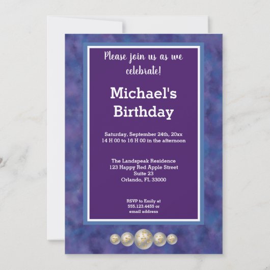 Invitation Sagittarius Premier anniversaire Or & Ballons (Dos)