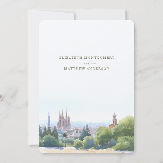 Invitation Sagrada Familia Charm Barcelone Sauvegarder la dat (Dos)