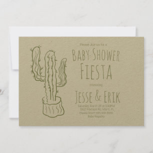 Invitation Saguaro Cactus Baby shower vert à main tiré