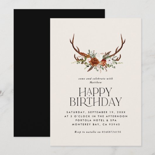 Invitation Saguette botanique fleurie en terre cuite moderne (Devant / Derrière)