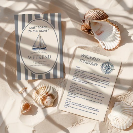 Invitation Sailboat Nautical Waves Bachelorette Week-end