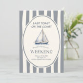 Invitation Sailboat Nautical Waves Bachelorette Week-end (Debout devant)