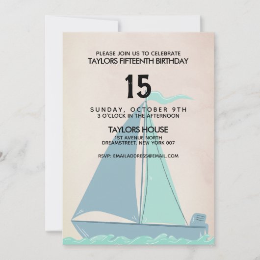 Invitation Sailboat Sunset Summer Blue Pink fête d'anniversai (Devant)