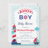 Invitation Sailor, Ahoy C'est un Baby shower GARÇON (Devant)