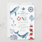 Invitation Sailor Aquarelle Baleine Mer 1er Anniversaire (Devant)