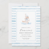 Invitation Sailor Bear Bleu Bande Premier anniversaire (Devant)