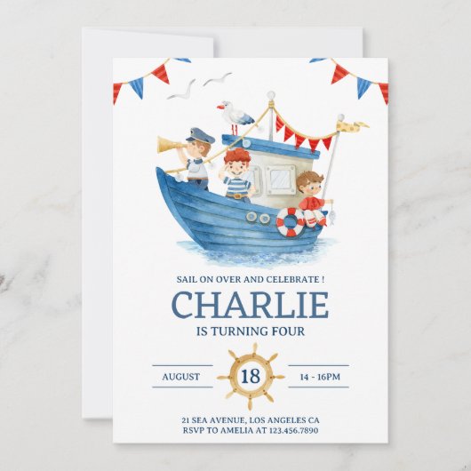 Invitation Sailor Nautical Summer (Devant)