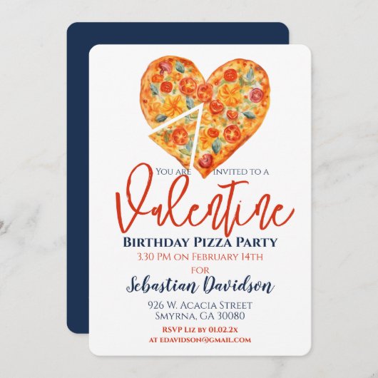 Invitation Saint Anniversaire Pizza (Devant / Derrière)