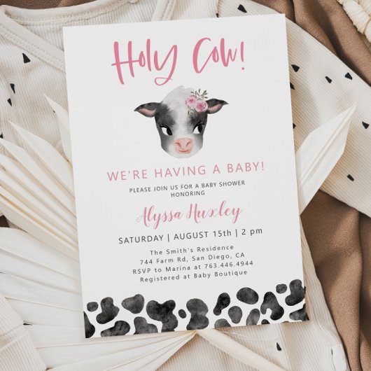 Invitation Saint Baby shower de la fille de vache